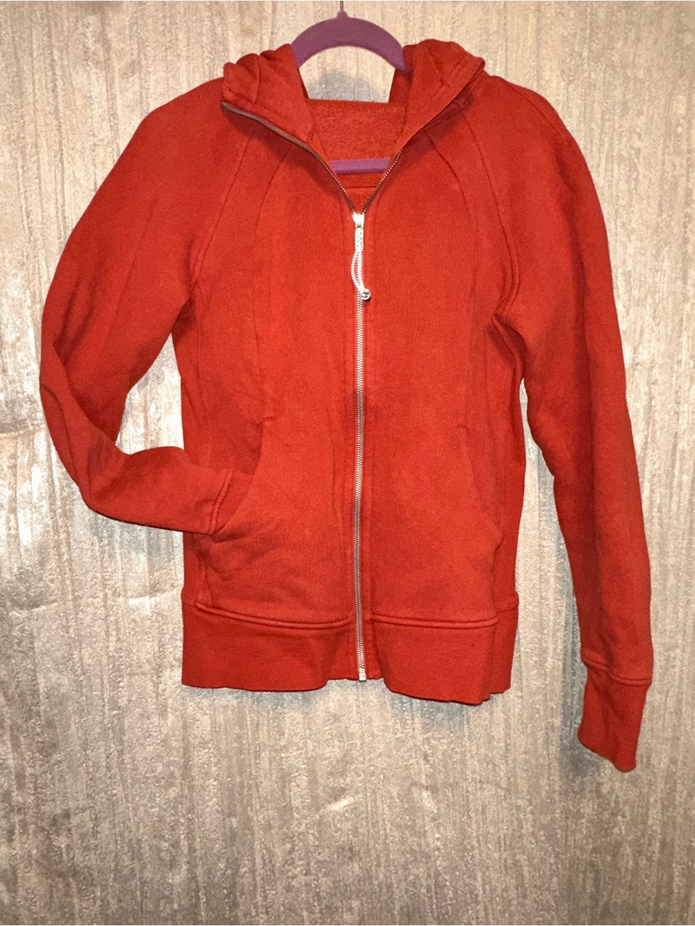 Lululemon Lulu Scuba Full Zip Hoodie Jacket Red {8} Thumbholes